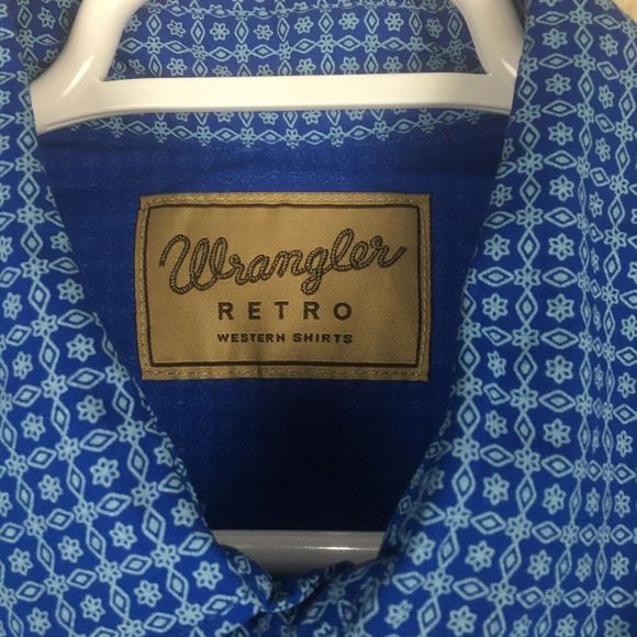 EUC Wrangler Retro Mens Diamond Floral Short Sleeve Pearl Snap Shirt size Large - Picture 4 of 12